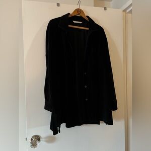 Victoria's Secret Black Ribbed Oversized Button down